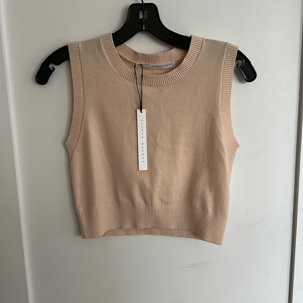 Susana Monaco pink cashmere cropped sweater tank - new with tags!